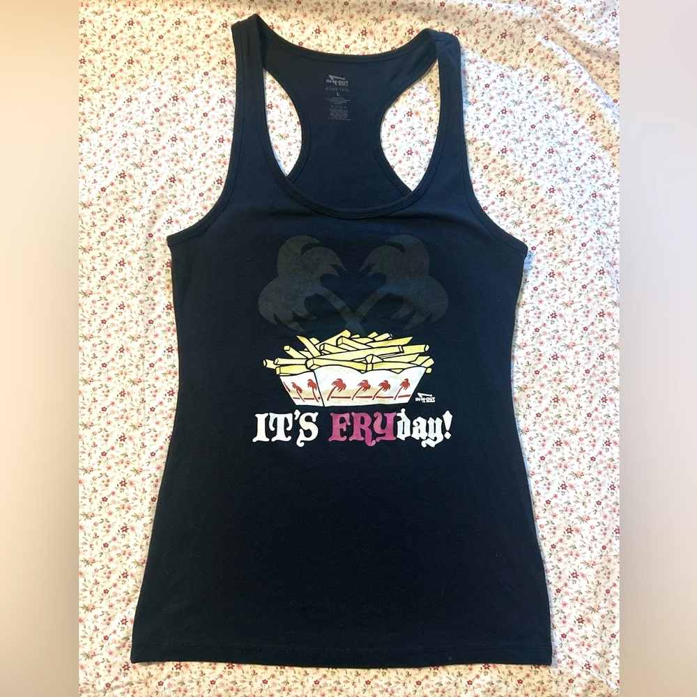 Black Graphic Tank Top with Fun Fry Day Design